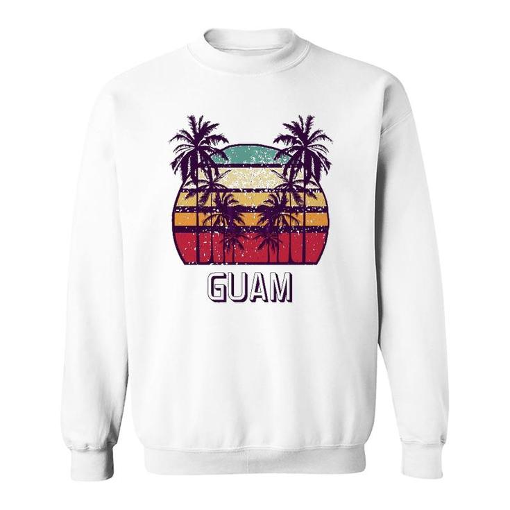 Guam Hawaii Vintage 1970'S Retro Skyline Palm Tree Sweatshirt