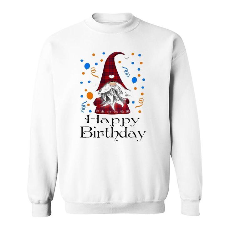 Happy Birthday Gnome Red Buffalo Plaid Cute Party Gifts Sweatshirt