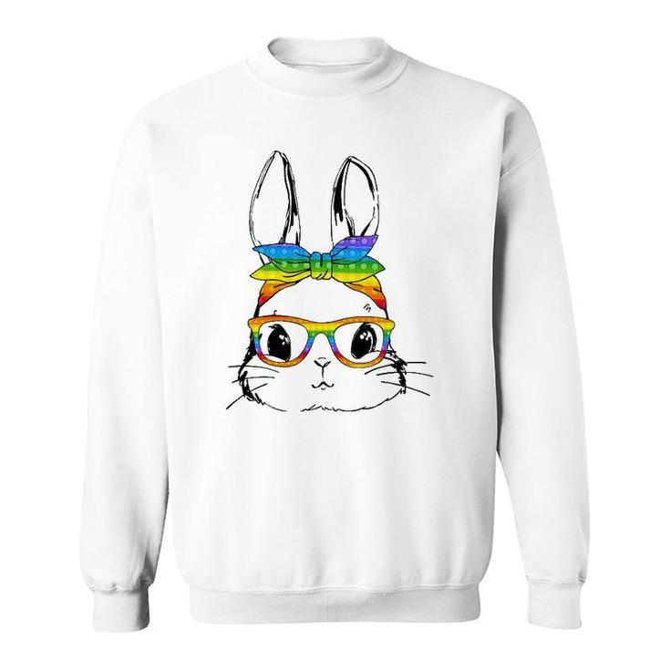 Happy Easter Day Pop It Bunny Face Glasses Easter Fidget Toy Sweatshirt
