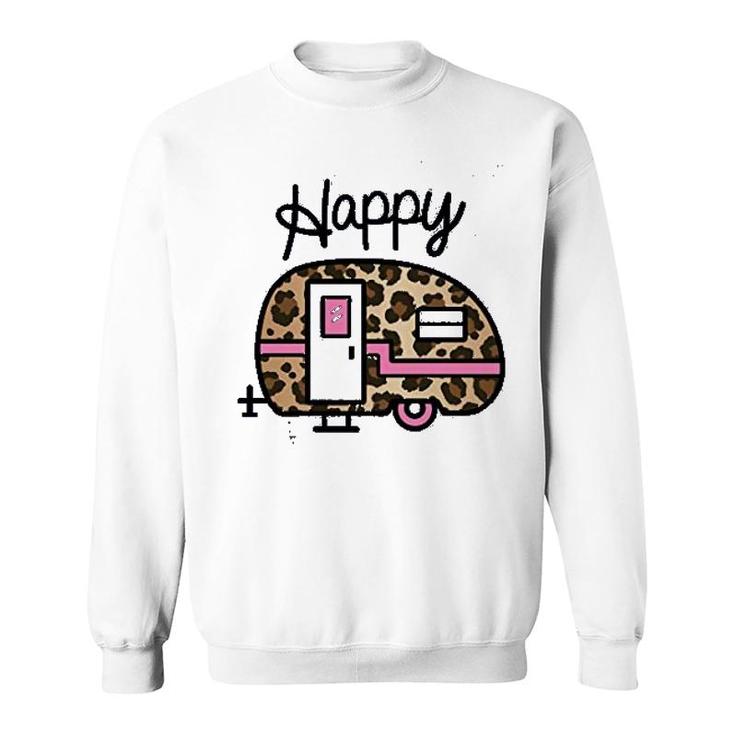 Happy Leopard Print Camper Sweatshirt