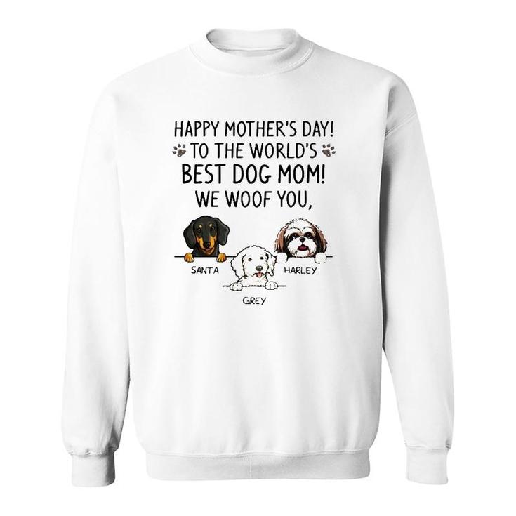 Happy Mother's Day To The World's Best Dog Mom We Woof You Santa Harley Grey Sweatshirt