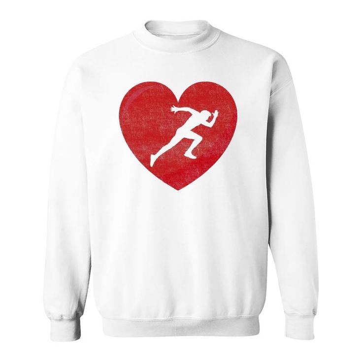 Heart Lover Running Gift Valentines Day For Men Women Sweatshirt