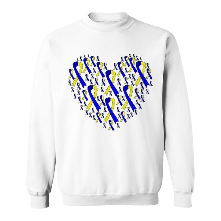 Heart Ribbon World Down Syndrome Day Sweatshirt