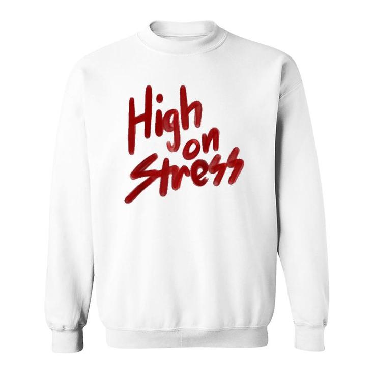 High On Stress Retro Red Spraypaint Graphic Raglan Baseball Tee Sweatshirt