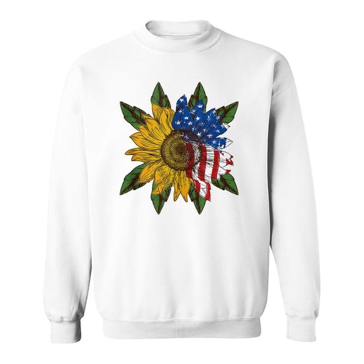 Hippie Hippies Peace Sunflower American Flag Hippy Gift  Sweatshirt
