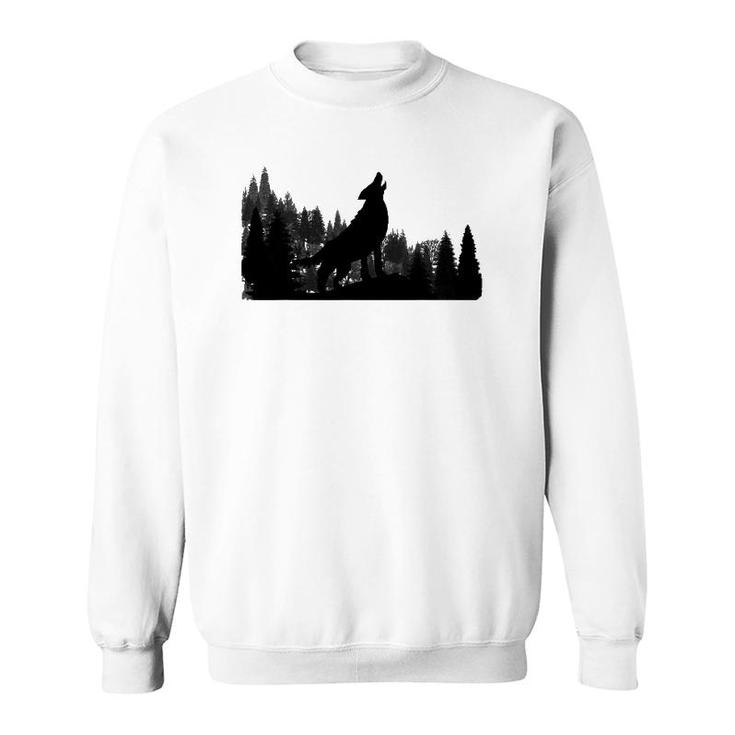 Howling Wolf Mountain Forest Tree  Sweatshirt