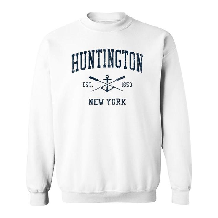 Huntington Ny Vintage Navy Crossed Oars & Boat Anchor  Sweatshirt