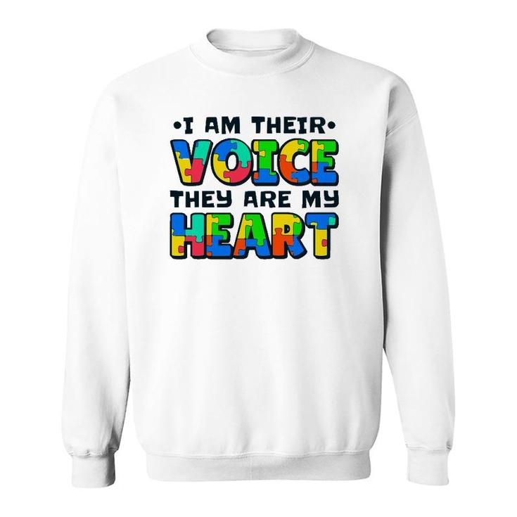 I Am Their Voice They Are My Heart Autism Awareness Teacher Sweatshirt