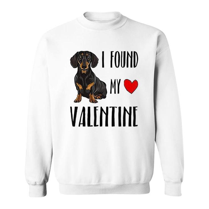 I Found My Valentine Day Black Dachshund Sweatshirt