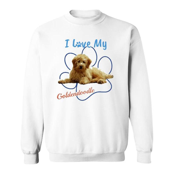 I Love My Goldendoodle Best Dog Lover Paw Print  Sweatshirt