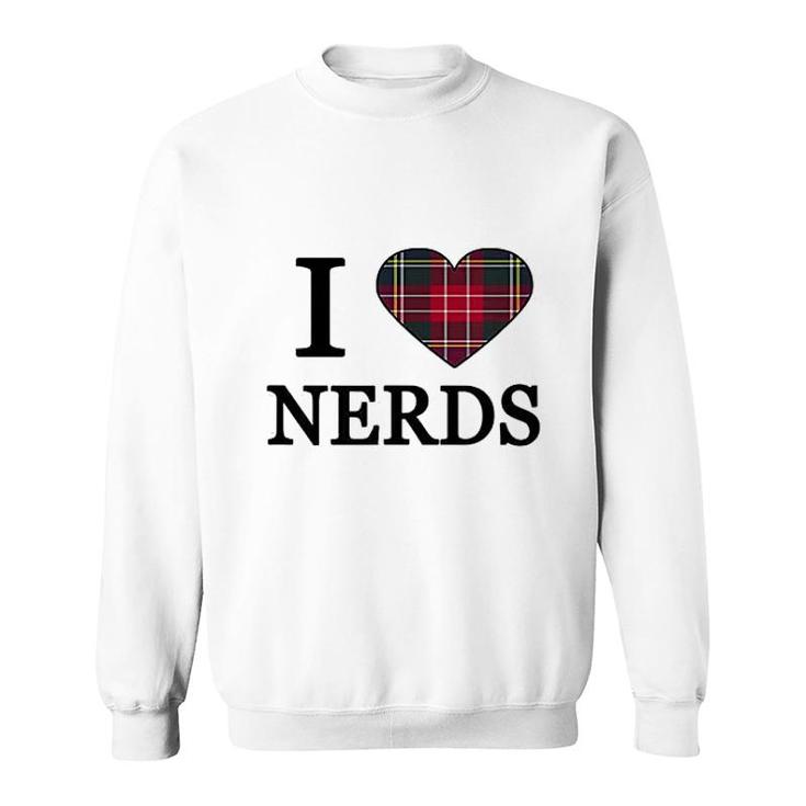 I Love Nerds Royal Plaid Heart Sweatshirt