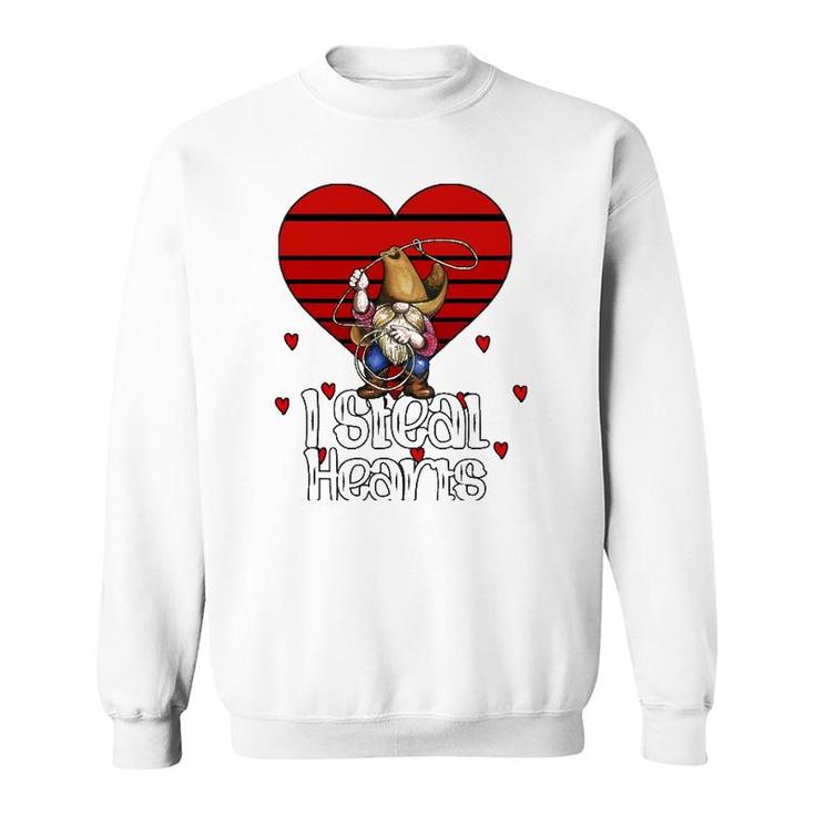 I Steal Hearts Gnome Boys Valentine's Day Kids Vintage Retro Sweatshirt