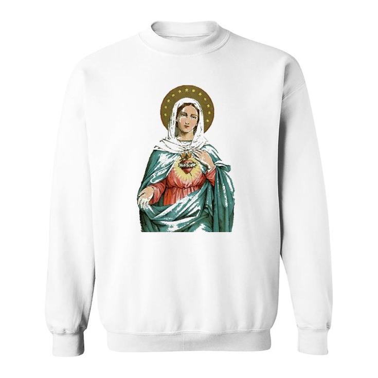 Immaculate Heart Of Mary Our Blessed Mother Catholic Vintage Sweatshirt
