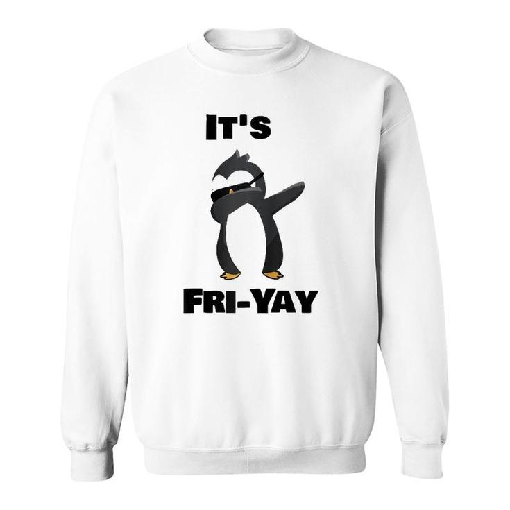 It's Fri-Yay Dabbing Penguin Teachers, Students Parents Raglan Baseball Tee Sweatshirt