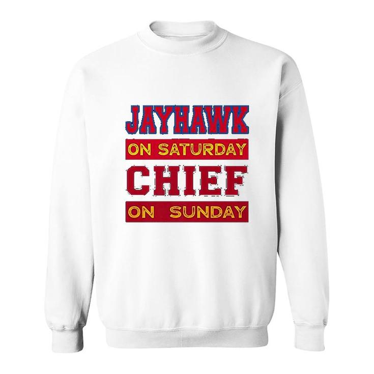 Jayhawk On Saturday Chief On Sunday Souvenir Sweatshirt