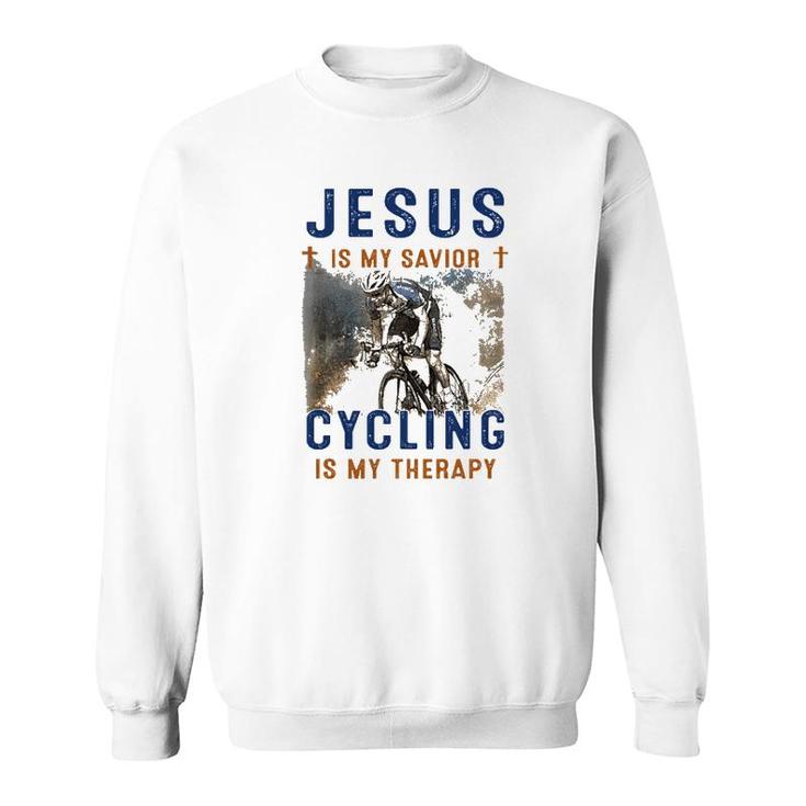 Jesus Is My Savior Cycling Is My Therapy Sweatshirt