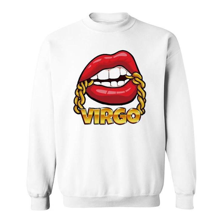 Juicy Lips Gold Chain Virgo Zodiac Sign Sweatshirt