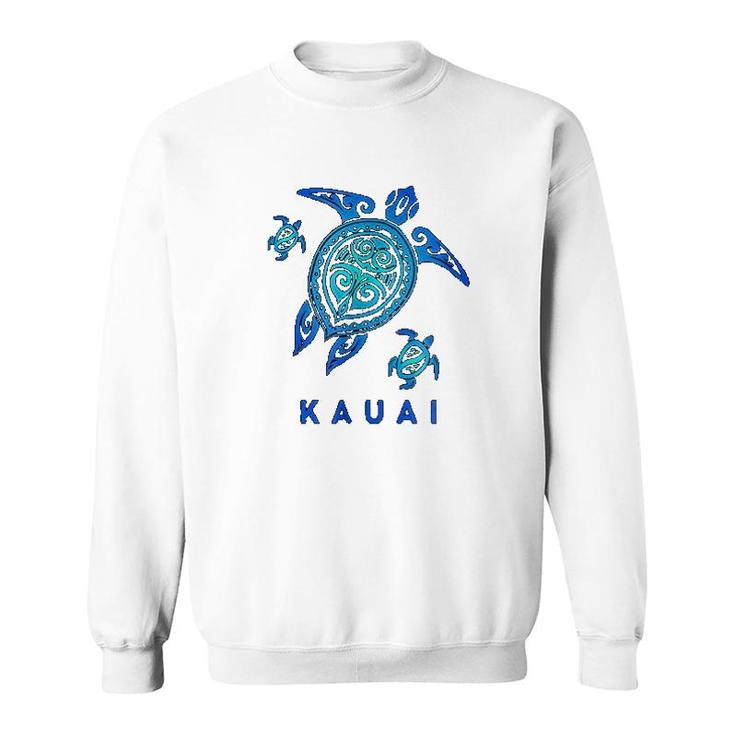 Kauai Hawaii Sea Blue Tribal Turtle Sweatshirt