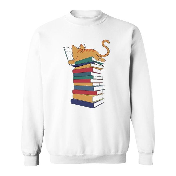 Kawaii Cat Books Gift Womens Sweatshirt