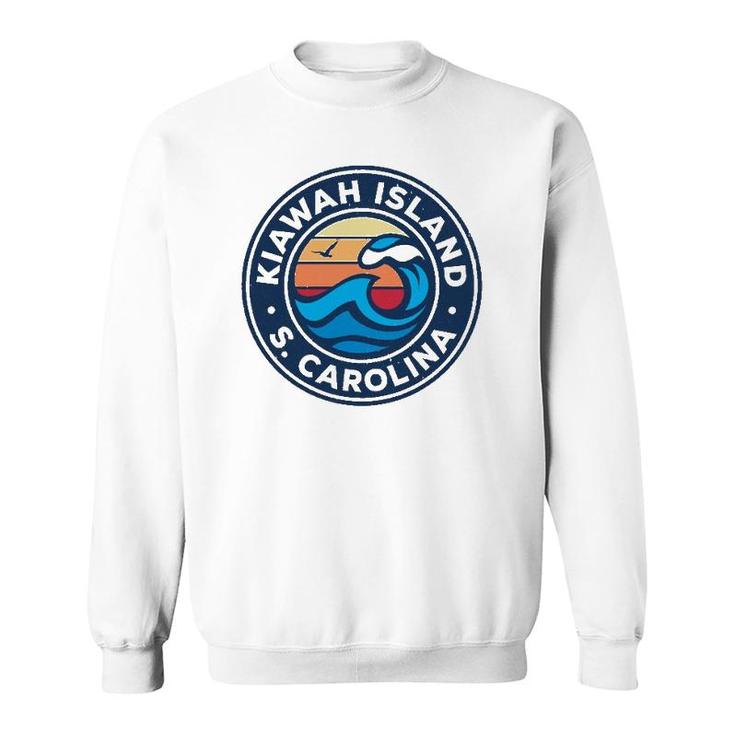 Kiawah Island South Carolina Sc Vintage Nautical Waves Desig Sweatshirt