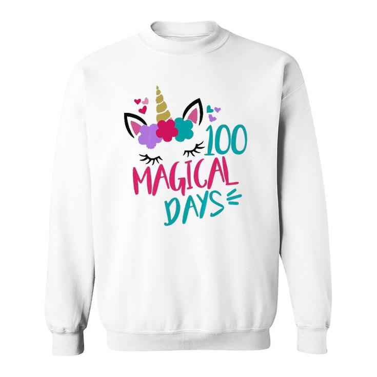 Kids 100 Magical Days Of School Unicorn 100Th Day  Sweatshirt