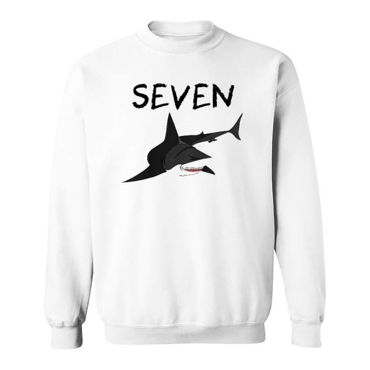 Kids 7 Years Old Shark Swim Birthday Party 7Th Birthday Sweatshirt
