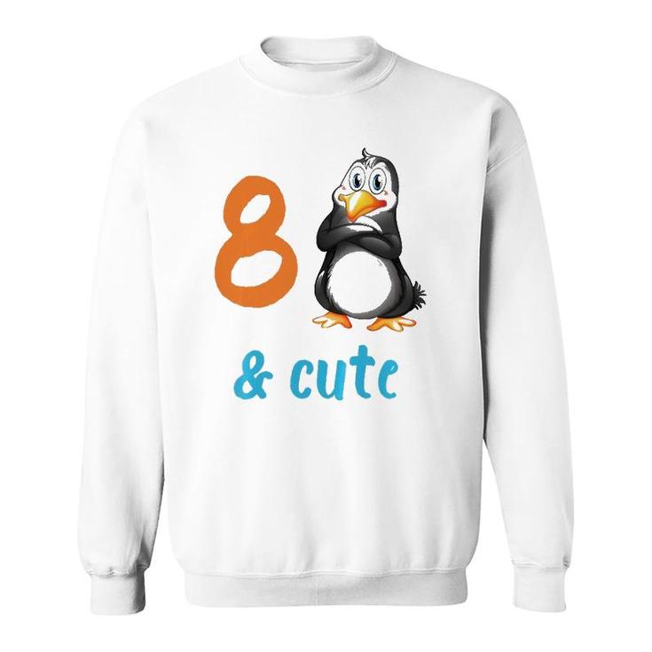 Kids Funny Penguin 8Th Birthday  8 Years Old Bday Party Gift  Sweatshirt