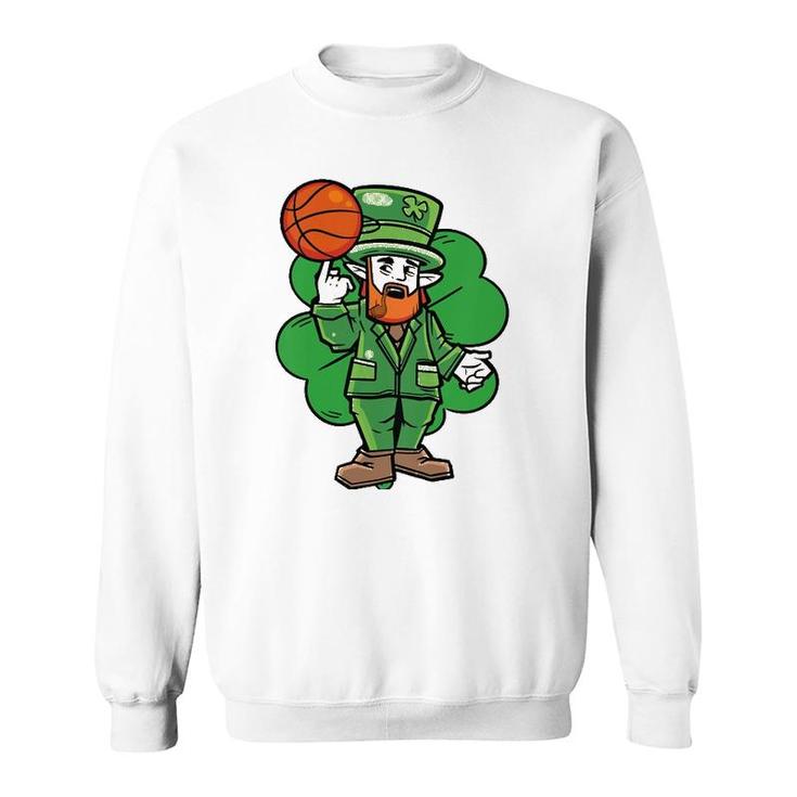 Kids Leprechaun St Patrick's Day Cool Basketball Clover Irish Gift Sweatshirt