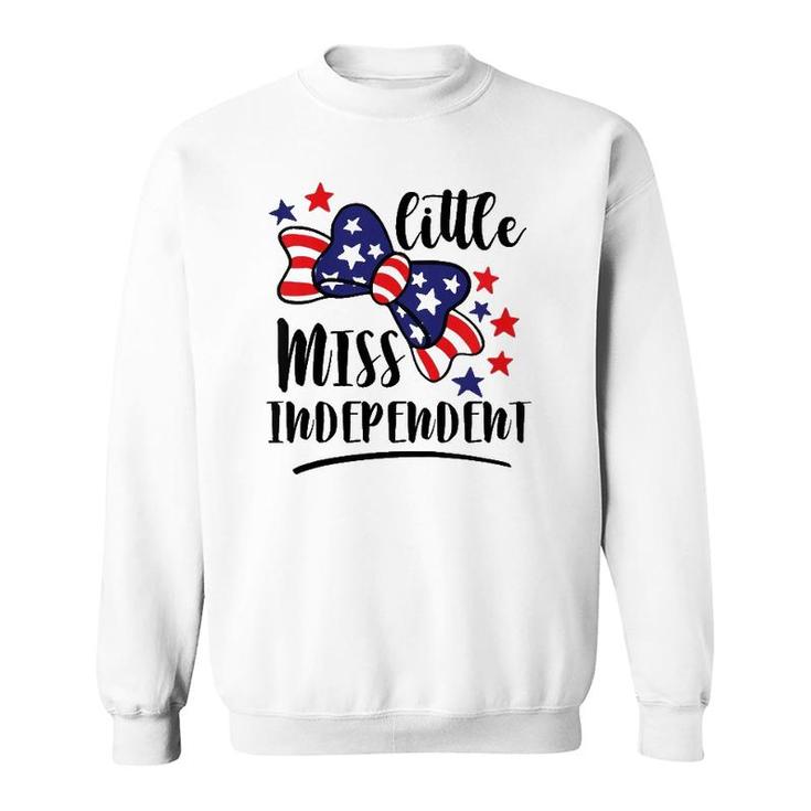 Kids Lil’ Miss Independent Patriot 4Th Of July Independence Day Sweatshirt