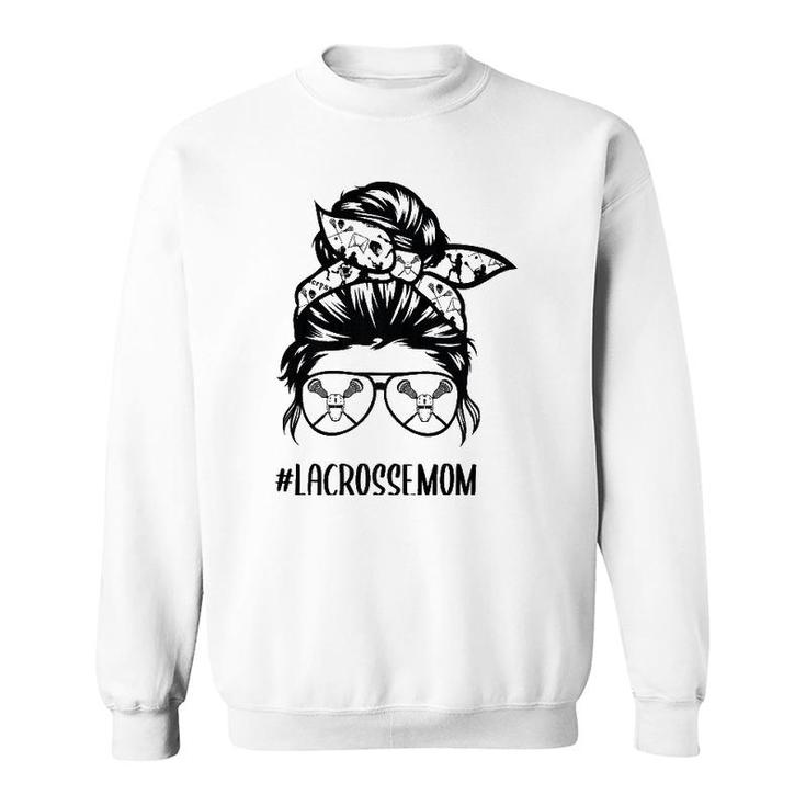 Lacrosse Mom Messy Bun Hair Glasses Premium Sweatshirt