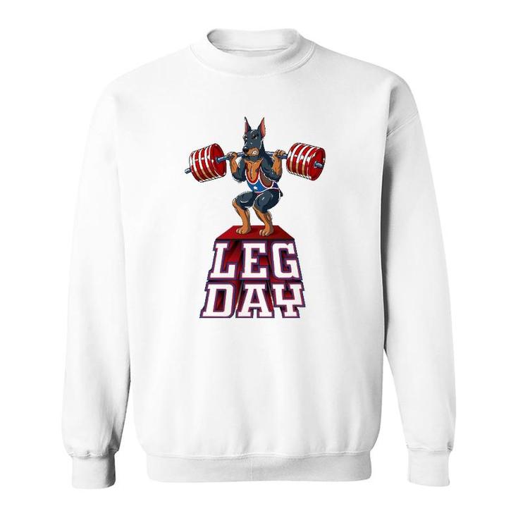 Leg Day Doberman Weight Lifting Squat Gym Sweatshirt