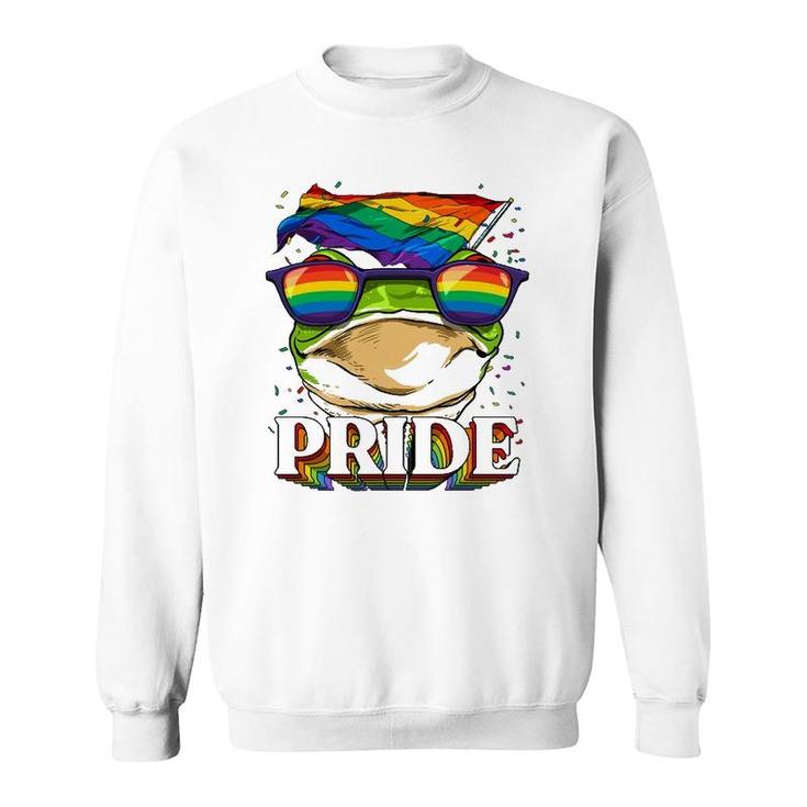 Lgbt Frog Gay Pride Lgbtq Rainbow Flag Sunglasses Sweatshirt
