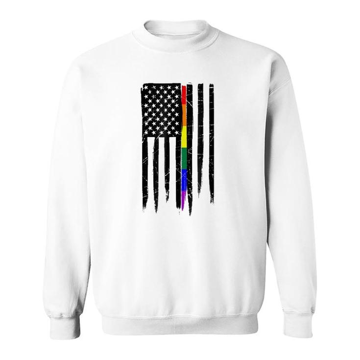 Lgbt Gay Pride Thin Line American Flag Sweatshirt