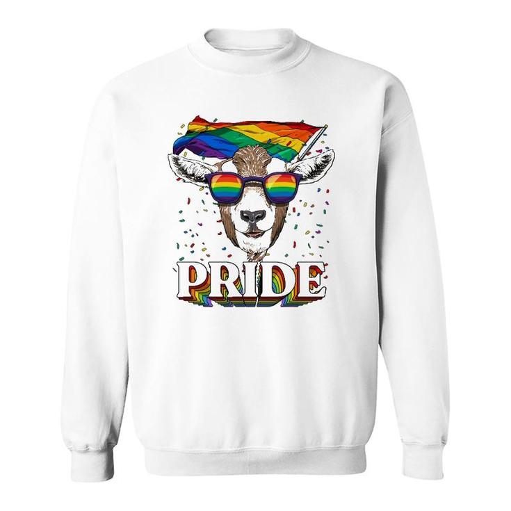 Lgbt Goat Gay Pride Lgbtq Rainbow Flag Sunglasses Sweatshirt