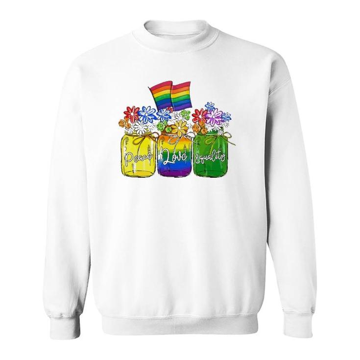 Lgbt Peace Love Equality , Rainbow Floral Lgbt Flag Sweatshirt