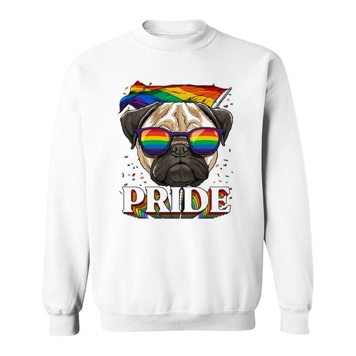 Lgbt Pug Gay Pride Lgbtq Rainbow Flag Sunglasses Sweatshirt