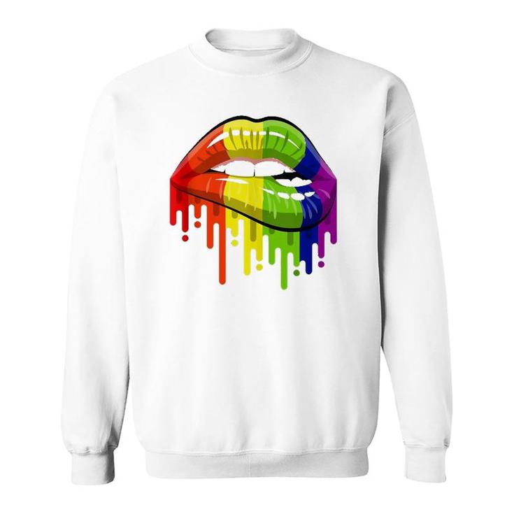 Lgbt Rainbow Color Lips Pride Gay Homosexual Lesbian  Sweatshirt
