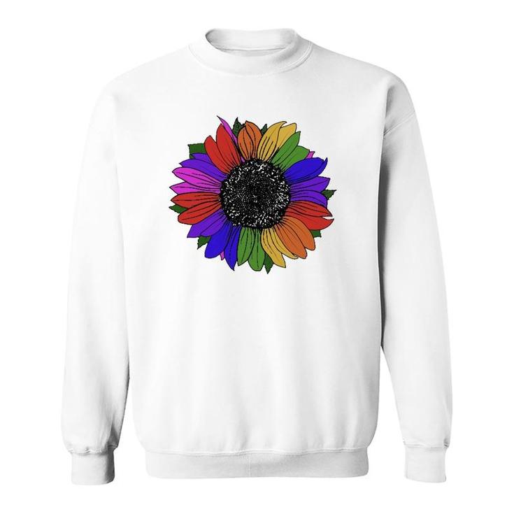 Lgbtq And Ally Rainbow Pride Sunflower Sweatshirt