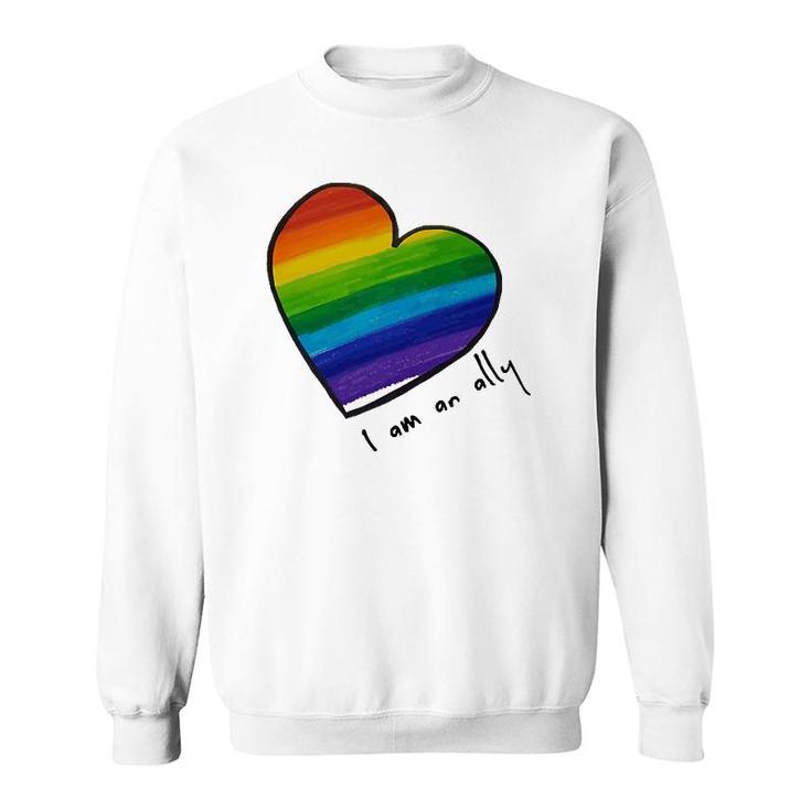 Lgbtq I Am An Ally Rainbow Heart Sweatshirt