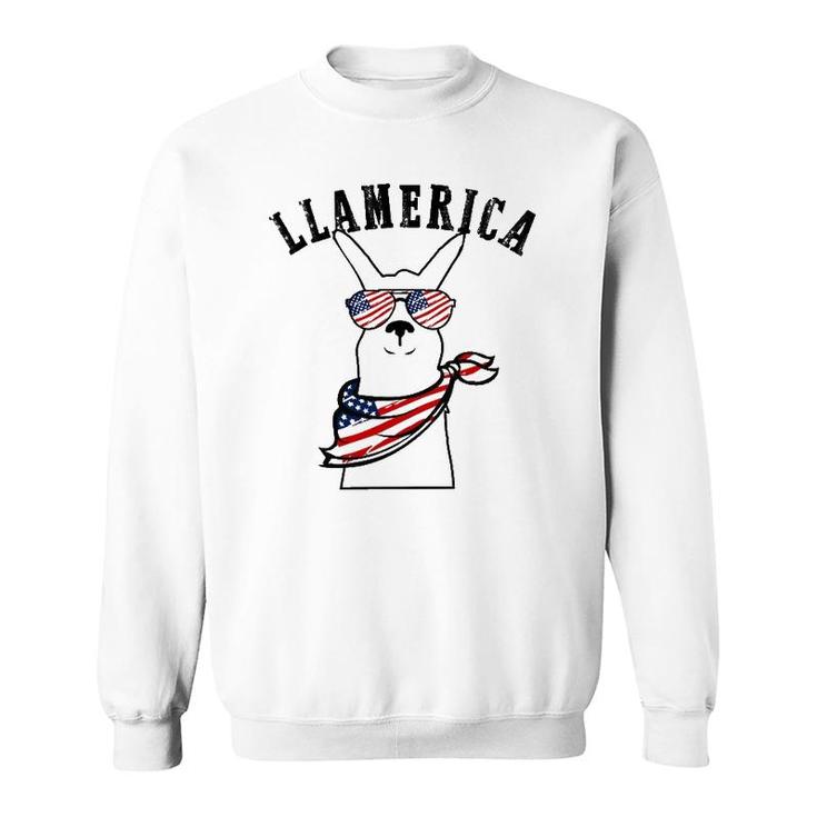 Llamerica Llama 4Th Of July American Flag For Men Women Kids Sweatshirt