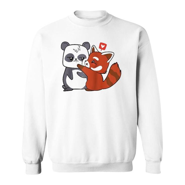 Love Giant Panda Bamboo Bear Cartoon Couple Heart Kids Gifts  Sweatshirt