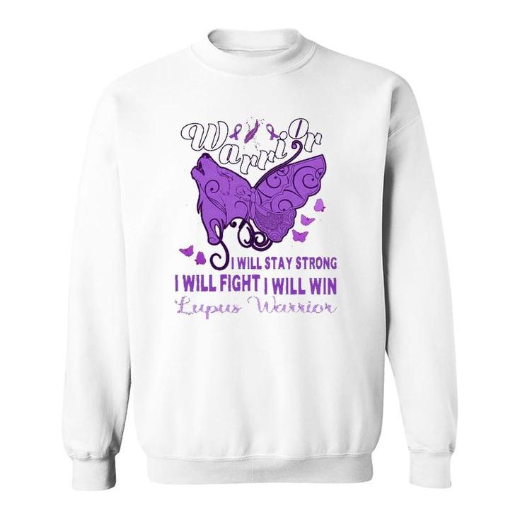 Lupus Awareness Warrior Purple Ribbon Butterfly Wolf Womens Sweatshirt