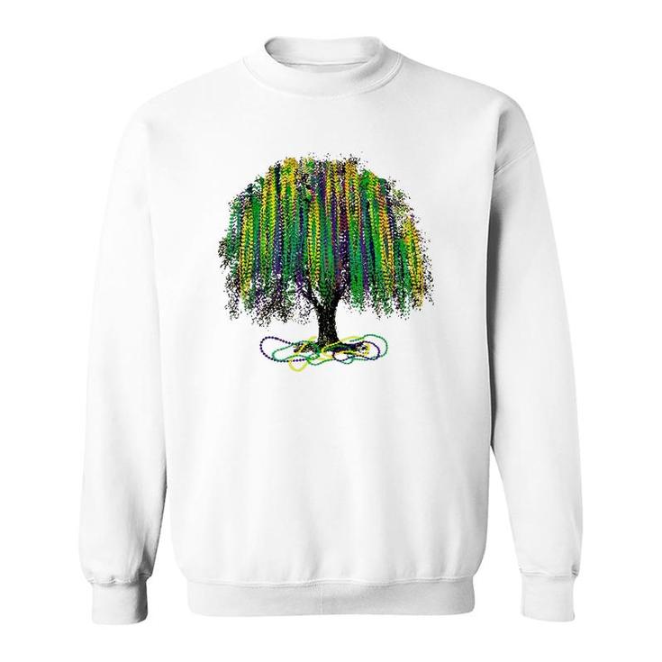 Mardi Gras Tree Beads New Orleans 2022 Watercolor Vintage Sweatshirt