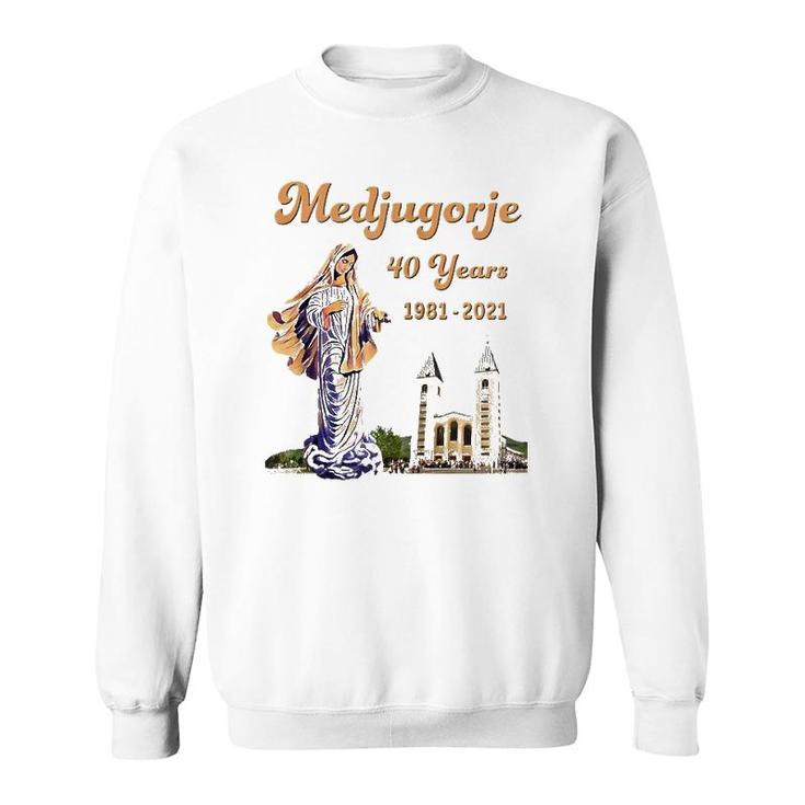Medjugorje 40 Years Statue Of Our Lady Queen Of Peace Zip Sweatshirt