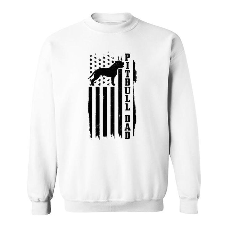 Mens Pitbull Dad Vintage American Flag Patriotic Pitbull Dog Sweatshirt