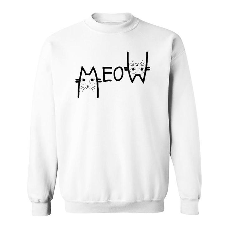 Meow  Cat Mom  Cat Lover Tee Women Cat Lover Sweatshirt