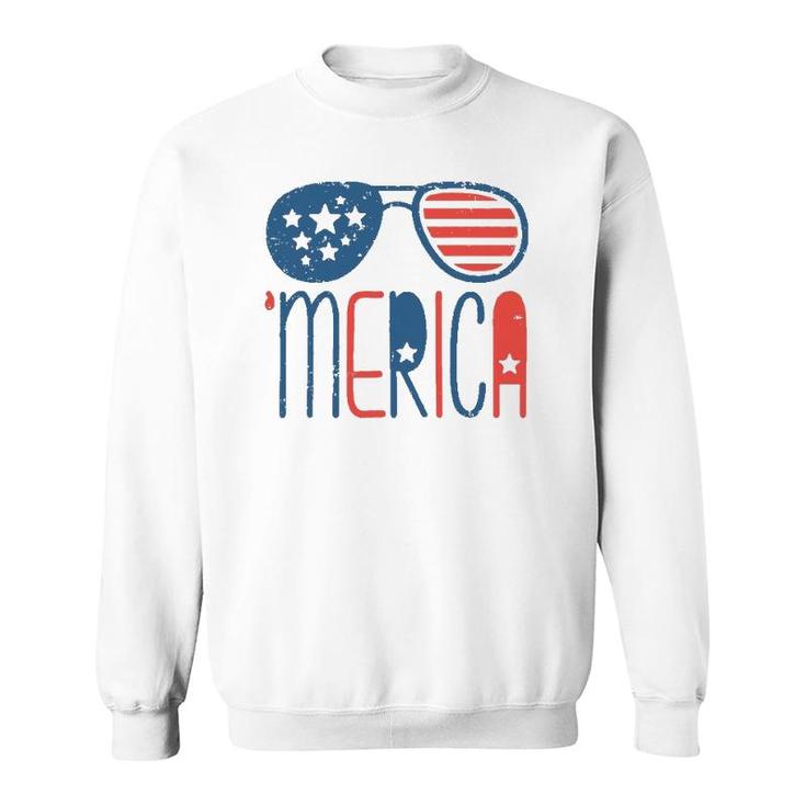 Merica American Flag Aviators Toddler4th July Usa Flag Sunglass Sweatshirt