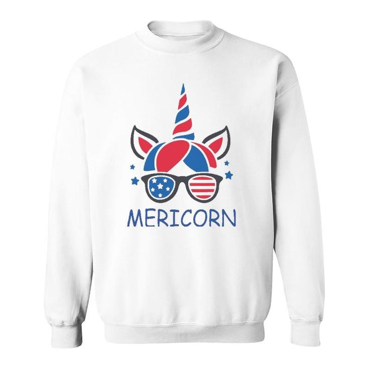 Mericorn 4Th Of July Unicorn Usa American Flag Teen Girls Sweatshirt