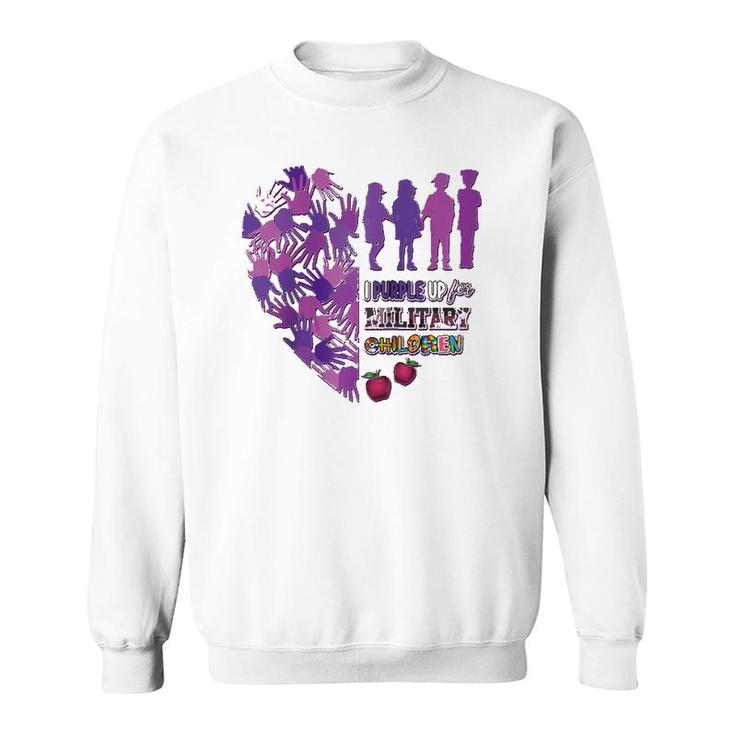Military Child  Purple Up For Military Kids Month Women Raglan Baseball Tee Sweatshirt