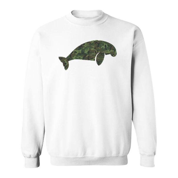 Military Manatee Camo Print Us Dugong Calf Veteran Men Gift Sweatshirt